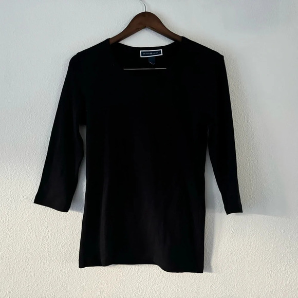 Basic Cotton Everyday Tee Scoop Neck Long 3/4 Sleeve Karen Scott Size Small - Picture 8 of 8